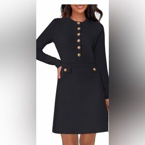 Long Sleeve Knit Sweater Dress Mini A-Line Business Casual Work